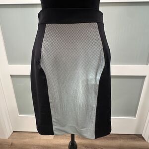 Milly New York Black Grey Perforated Panel Colorblock Pencil Skirt Size 6